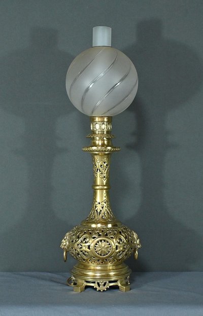 Lampe à Pétrole électrifiée en Laiton – 1920