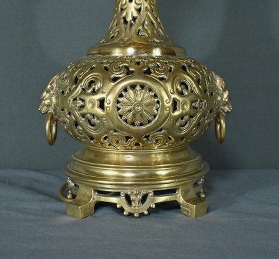 Lampe à Pétrole électrifiée en Laiton – 1920