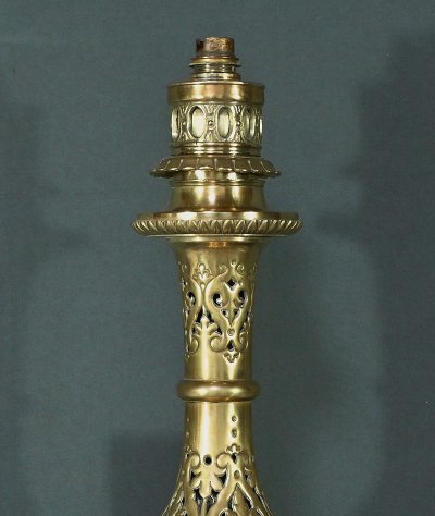 Lampe à Pétrole électrifiée en Laiton – 1920