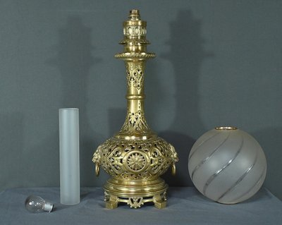 Lampe à Pétrole électrifiée en Laiton – 1920