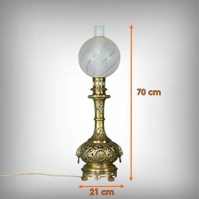 Lampe à Pétrole électrifiée en Laiton – 1920