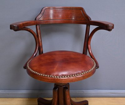 Stained Beech Office Chair, Thonet style - 1930