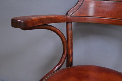 Stained Beech Office Chair, Thonet style - 1930