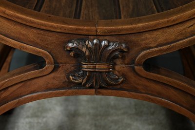 Pair of Dagobert Armchairs in Walnut, Medieval style - Late 19th century