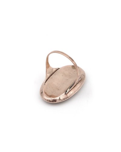 Bague souvenir miniature XVIIIe siècle en or bas titre, bague ovale, bijou de sentiment, 1780