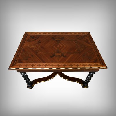 Table Bureau en Marqueterie de Bois Précieux, époque Napoléon III – Milieu XIXe