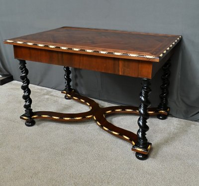 Table Bureau en Marqueterie de Bois Précieux, époque Napoléon III – Milieu XIXe