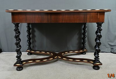 Table Bureau en Marqueterie de Bois Précieux, époque Napoléon III – Milieu XIXe