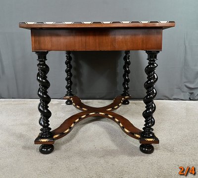 Table Bureau en Marqueterie de Bois Précieux, époque Napoléon III – Milieu XIXe