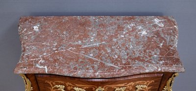 Segreteria intarsiata in legno pregiato, stile di transizione, periodo Napoleone III - metà del XIX secolo
