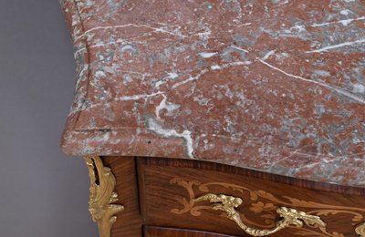 Segreteria intarsiata in legno pregiato, stile di transizione, periodo Napoleone III - metà del XIX secolo