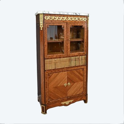 Meuble Vitrine en Marqueterie, style Louis XVI – 2ème partie XIXe