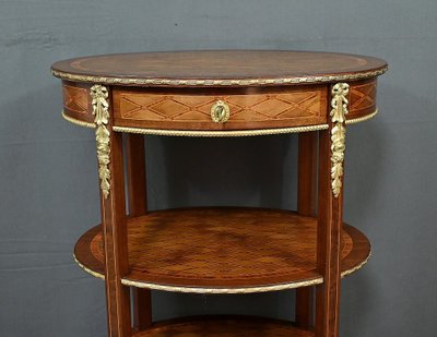 Petite Table de Salon en Marqueterie, style Transition Louis XV Louis XVI – Milieu XIXe