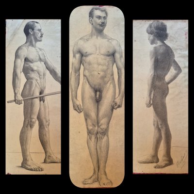 Drawing of a nude man, circa 1900