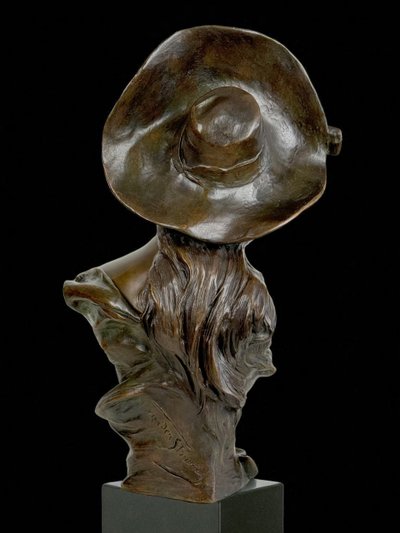 BUSTO IN BRONZO DIPINTO FIRMATO "GEORGES VAN DER STRAETEN (1856-1928) ALTO 54 CM