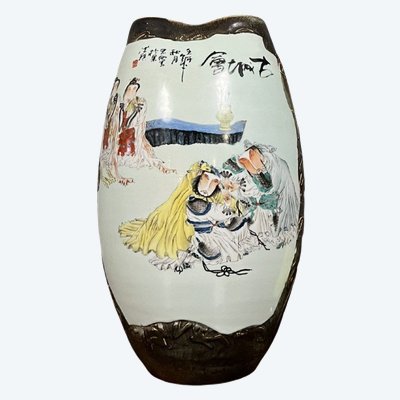 Asia, XX secolo: grande vaso cinese in porcellana dipinta