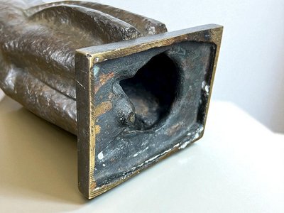 ANTIQUE PATINATED BRONZE REPRESENTING THE "VIRGIN AND CHILD", 42 CM HIGH