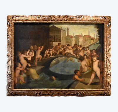 Lotta tra putti sul ponte dei Pugni a Venezia, Tiziano Vecellio (Pieve di Cadore 1490 - Venezia 1576