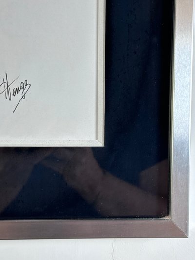 Graphic drawing framed under glass "silhouette" signed 1970'S
