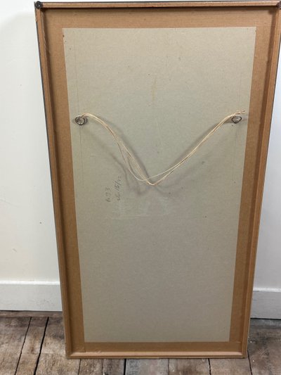 Graphic drawing framed under glass "silhouette" signed 1970'S