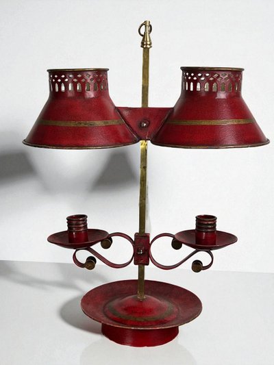 LAMPE BOUILLOTTE A DEUX LUMIÈRES EN TÔLE RÉGLABLE EN HAUTEUR ( non électrifier )