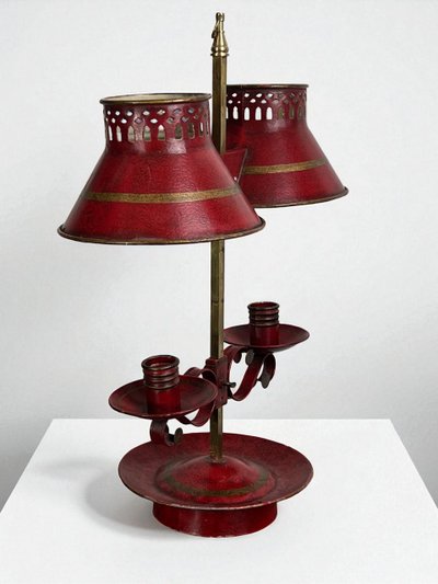 LAMPE BOUILLOTTE A DEUX LUMIÈRES EN TÔLE RÉGLABLE EN HAUTEUR ( non électrifier )