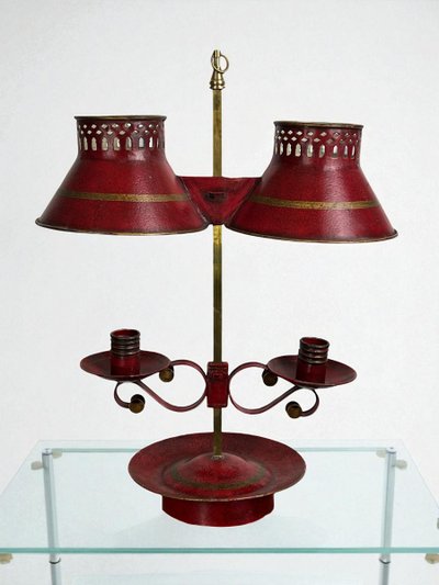 LAMPE BOUILLOTTE A DEUX LUMIÈRES EN TÔLE RÉGLABLE EN HAUTEUR ( non électrifier )