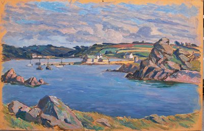 Pierre Agnès (1898-1964), Port breton (Etel?), olio