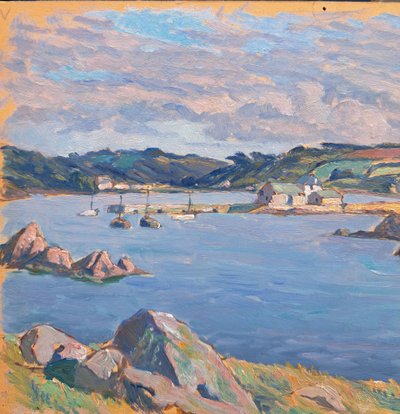 Pierre Agnès (1898-1964), Port breton (Etel?), olio