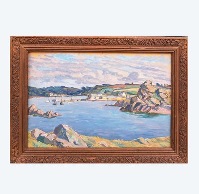 Pierre Agnès (1898-1964), Port breton (Etel?), olio