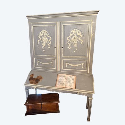 Double corps avec secrétaire et rangement Louis XVI datant du 18e siècle 