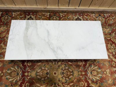 Table basse 1970 laiton et marbre de carrare 