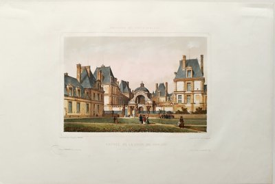  Fontenebleau Castle Watercolored Lithograph By Philippe Benoist 19th C Old Print