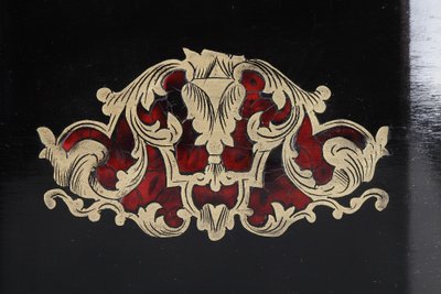 Cave à liqueur Napoléon III en bois d'ébène et incrustations de laiton