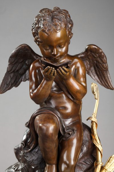 Marble Clock "Cupid Reading" by Ledure and Hémon 