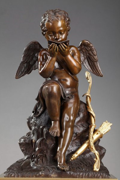 Marble Clock "Cupid Reading" by Ledure and Hémon 
