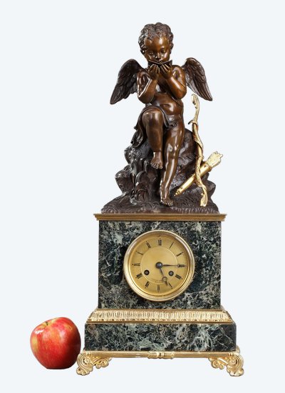 Marble Clock "Cupid Reading" by Ledure and Hémon 