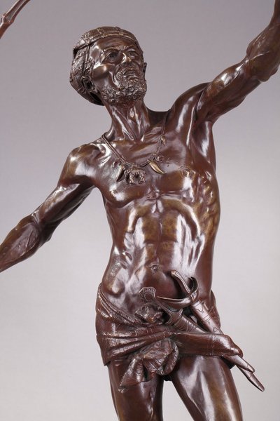 Grande bronzo "L'Oiseleur Indou" di Auguste de Wever (Belgio, 1836-1910)