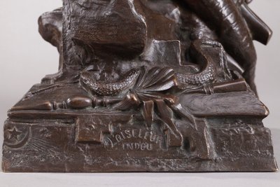 Grande bronzo "L'Oiseleur Indou" di Auguste de Wever (Belgio, 1836-1910)