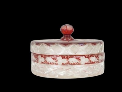 Bohemian glass candy box diameter 15 cm