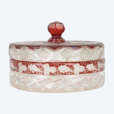Bohemian glass candy box diameter 15 cm