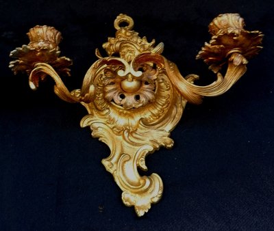 COPPIA DI APPLIQUES - STILE LUIGI XV - BRONZO DORATO - XIX SECOLO