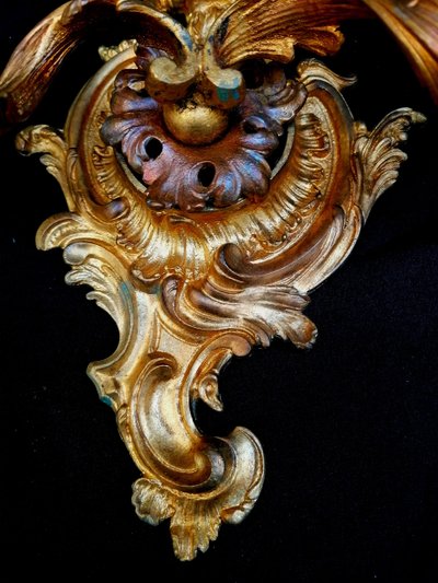 COPPIA DI APPLIQUES - STILE LUIGI XV - BRONZO DORATO - XIX SECOLO