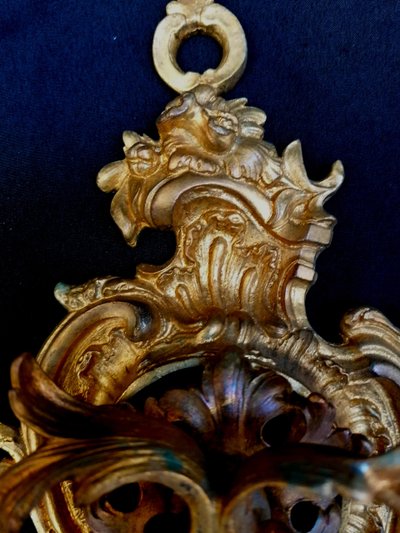 COPPIA DI APPLIQUES - STILE LUIGI XV - BRONZO DORATO - XIX SECOLO