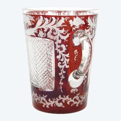 Vase à  deux anses verrerie  de Bohème 