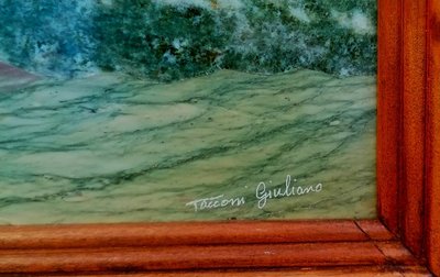 MARMOR- ODER HARTSTEIN-INTARSIEN - GIULIANO TACCONI - ITALIEN 19. JAHRHUNDERT - MEERESLANDSCHAFT