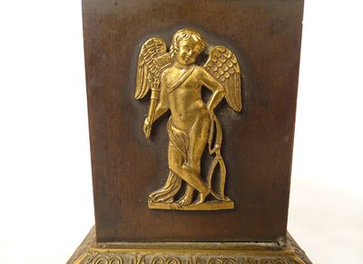 Pair of Empire cassolettes Medici vases bronze angelot Cupid torch 19th century