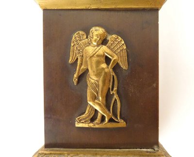 Pair of Empire cassolettes Medici vases bronze angelot Cupid torch 19th century