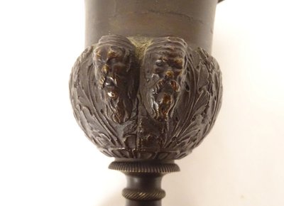 Pair of Empire cassolettes Medici vases bronze angelot Cupid torch 19th century