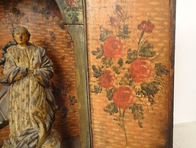Retable bois peint sculpture Vierge Assomption de Conceicao oratoire XVIIIè